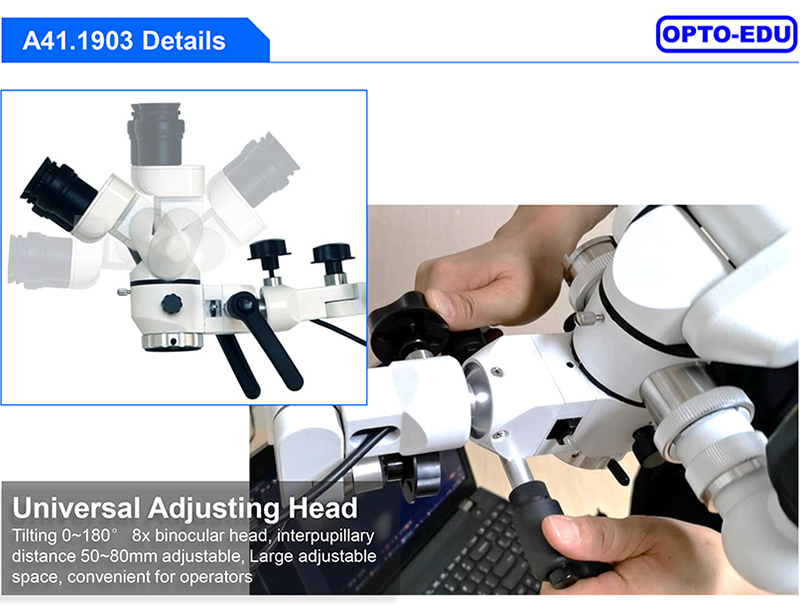 A41.1903 One Head 0-180° Manual Step Zoom Dental Operating Microscope 4.8x -16x