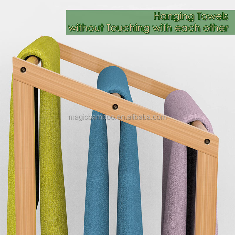 Customized Color 3 Tier Freestanding Bamboo Towel Holder for Bathroom