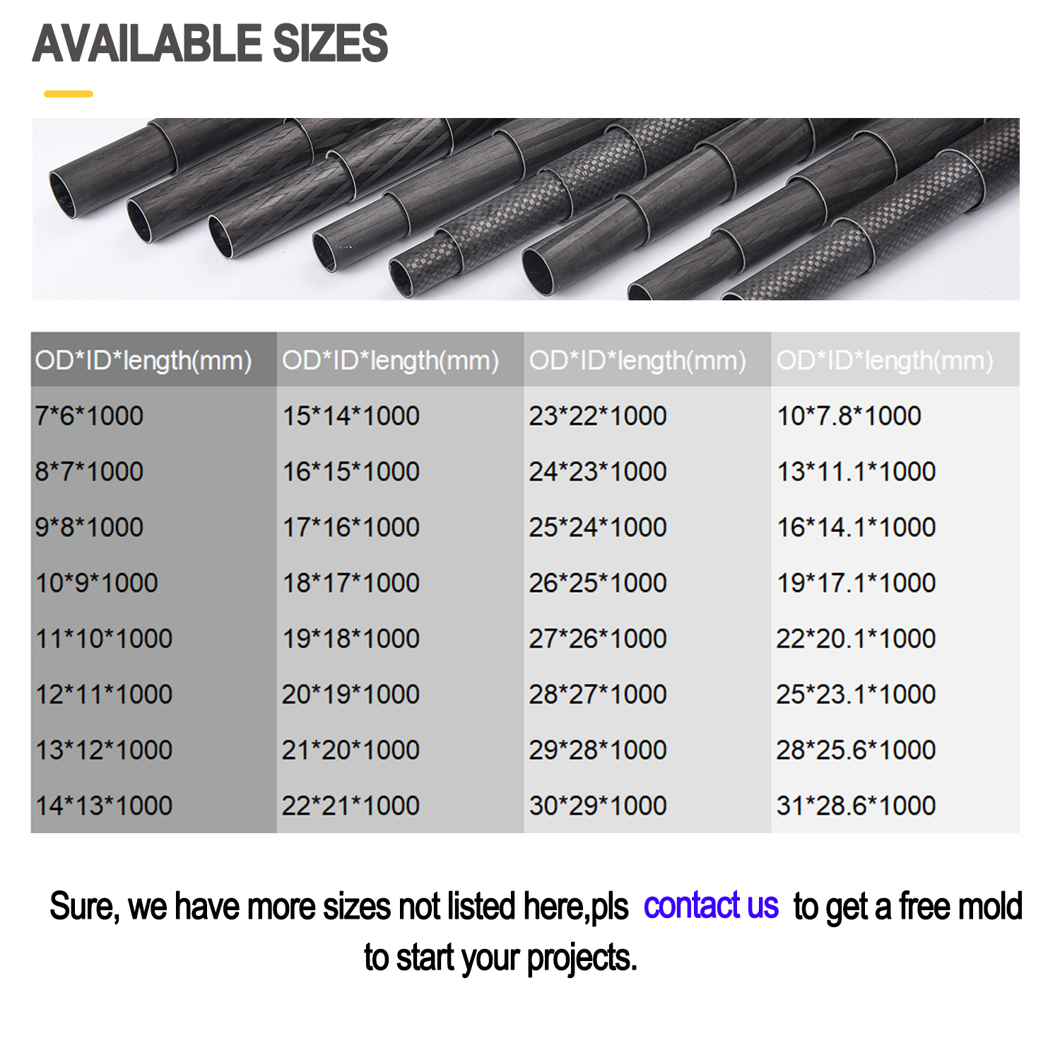 Carbon Fiber Tube For Pullwinding Process Custom Requested Length