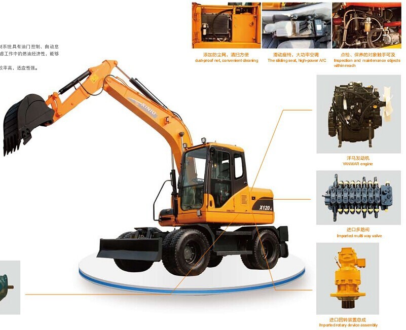 Reliable Mini Wheel Excavator With Attachments Good Dissipation Effect