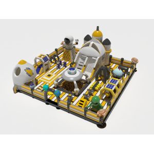 Alien Rocket Space Park Inflatable Bounce Castle With Slides