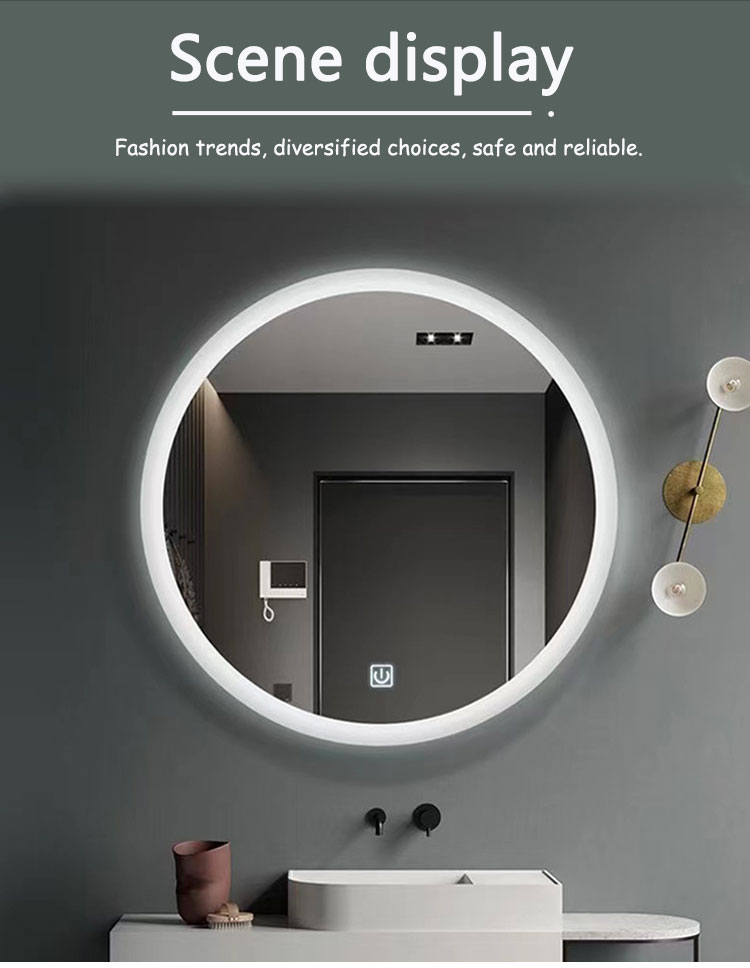 Touch Screen LED Bathroom Mirror with Large Sensor Switch and Modern Design Style