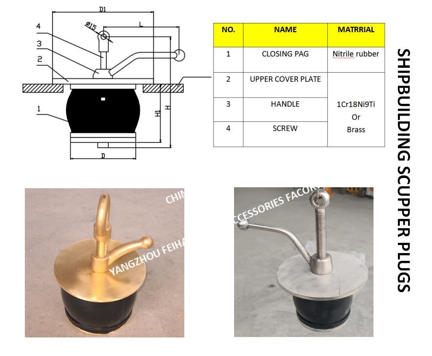 IMPA 232481-232488 NC NO.50 Rubber And Copper Gutter Plug For Drainage System
