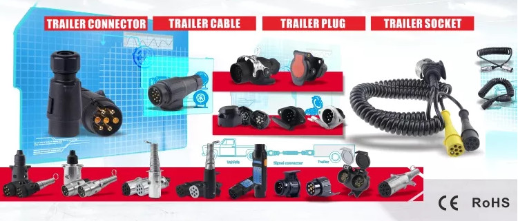 7 Way American Type Trailer Plug Cable With Junction Box 6ft 8ft 10ft