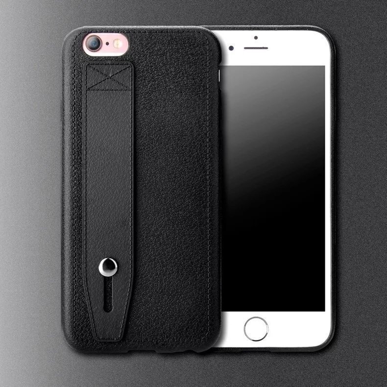 Leather pattern TPU pure color shockproof ultra thin brown soft case with stand for IphoneX 8 7plus 6s