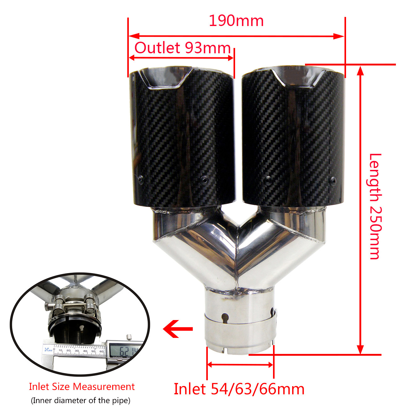Dual Matte Carbon Fiber Car Parts Dual Carbon Fiber Exhaust Pipe