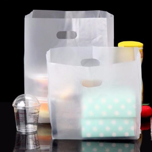 Recycable Custom Logo Reusable Shopping Bags , Frosted Clear Plastic Packaging Bag