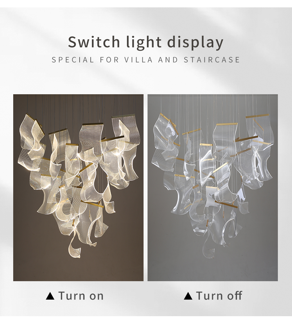 Top Luxury Crystal Staircase Chandelier Lighting Villa Lobby Hotel Project Large Chandelier(WH-NC-56)