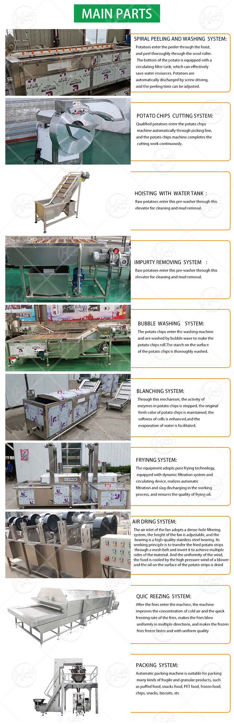 Fully Automatic French Fries Making Line Chips Production Machine