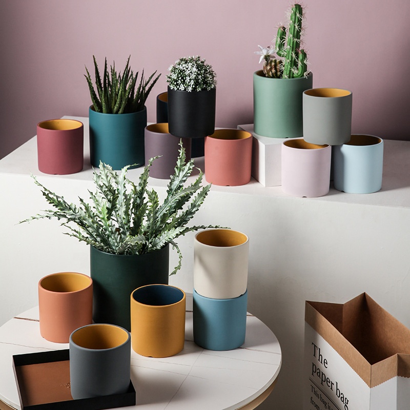 3 4 5 Inch 6 Inch Ceramic Planters Ceramic Cylinder Plant Pot Nordic Ceramic Flower Pot