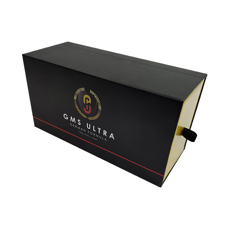Recyclable Black Drawer Packaging Box Black Kraft Paper Gift Boxes Customized