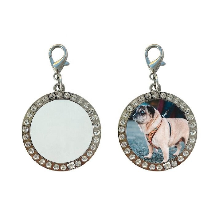 Personalized Aluminum Metal Dog Tag Sublimation Blanks With Diamonds