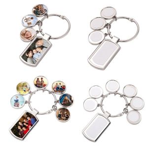 Sublimation Blank Metal Key Chain With 6 Round Tags Diy Photo Keychains