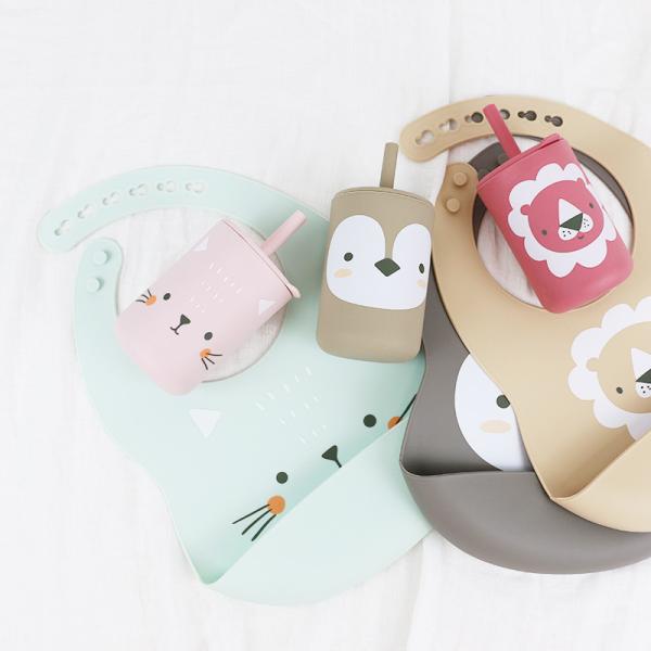 Waterproof And Easy To Clean Silicone Baby Bib for 0-4 Years Old printed animal