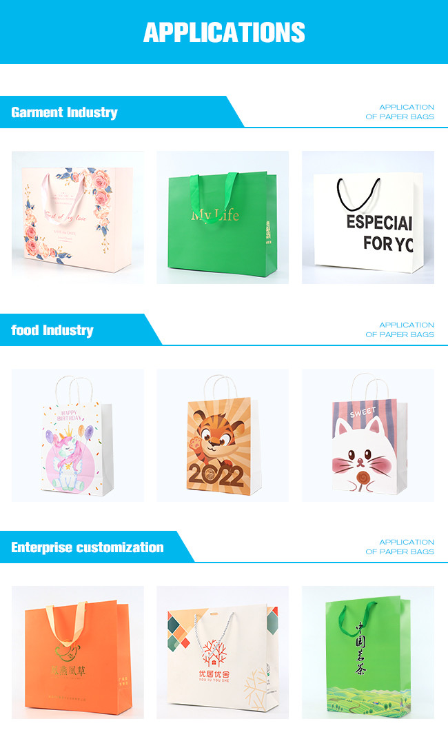 Custom Print Colorful Kraft Paper Bag Shopping Tote Bag With Logo