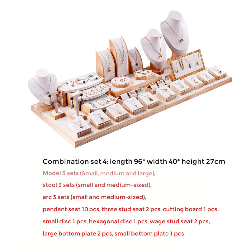 Retail Wood Jewelry Holder Stand Display Set For Necklaces Pendants