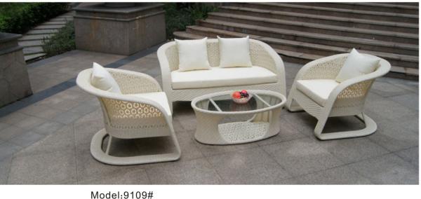 4pcs Rattan furniture outdoor flower weave pattern wicker sofa set with cushion