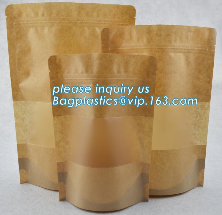 Foil Kraft Paper Bag Coconut Packaging Bags Doypack with Clear Window,500g 1kg 16oz Zip lockkk Food Packaging Bag Customize
