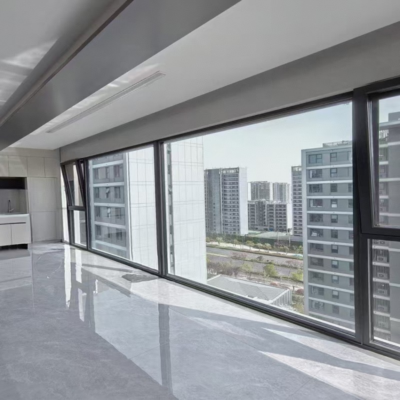 Skate Thermal Break Aluminum Alloy Casement Window with Double Tripled Glazed Tempered Glass
