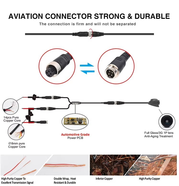 AHD HD IP68 Waterproof GPS CCTV Monitoring Camera 700TVL/800TVL Wired Backup Camera System