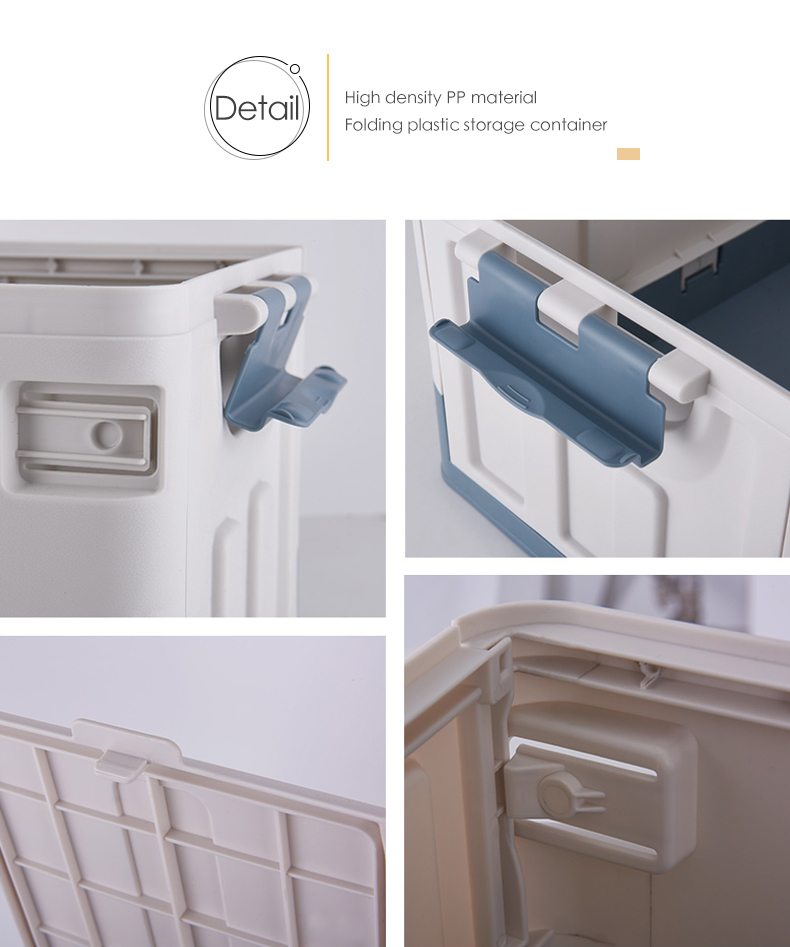 35L 60L 70L Collapsible Plastic Storage Boxes With Lids White Blue