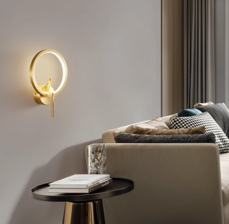 Minimalist copper wall lamp bedroom bedside lamp modern simple living room background wall lamp hotel villa stair corridor lamp