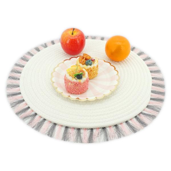 15 Inch Table Round Placemats Boho Cotton Woven Washable Tassels For Kitchen