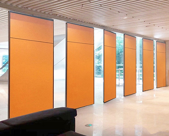 3m High Foldable Movable Partition Wall Orange Color Fabric For Banquet Hall