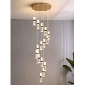 Luxury Crystal Stick Chandelier With Adjustable Height Stair Feature For Restaurant Hotel Or Villa Plug-in Light Source