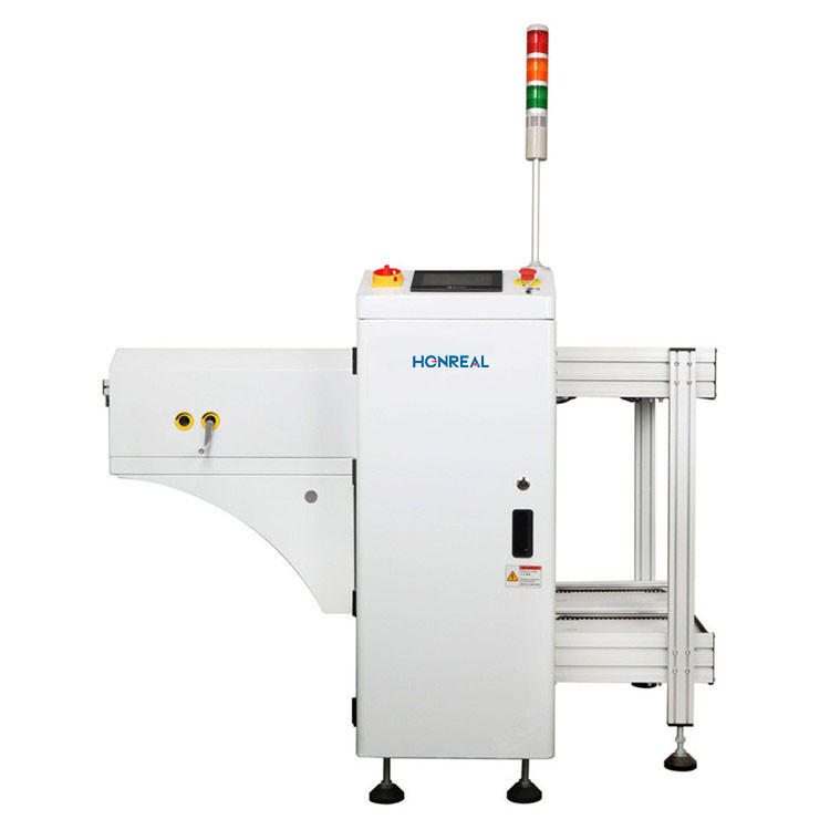 Smt line PLC control automatic NG OK PCB magazine unloader machine PCB thickness Min0.6mm Air pressure 4-6 bar