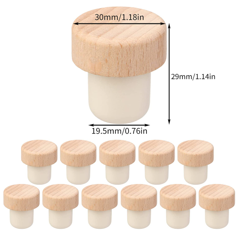 Reusable Wooden Rubber Stopper Wine Bottle Clear T-shaped Cork in Custom Size Accepted