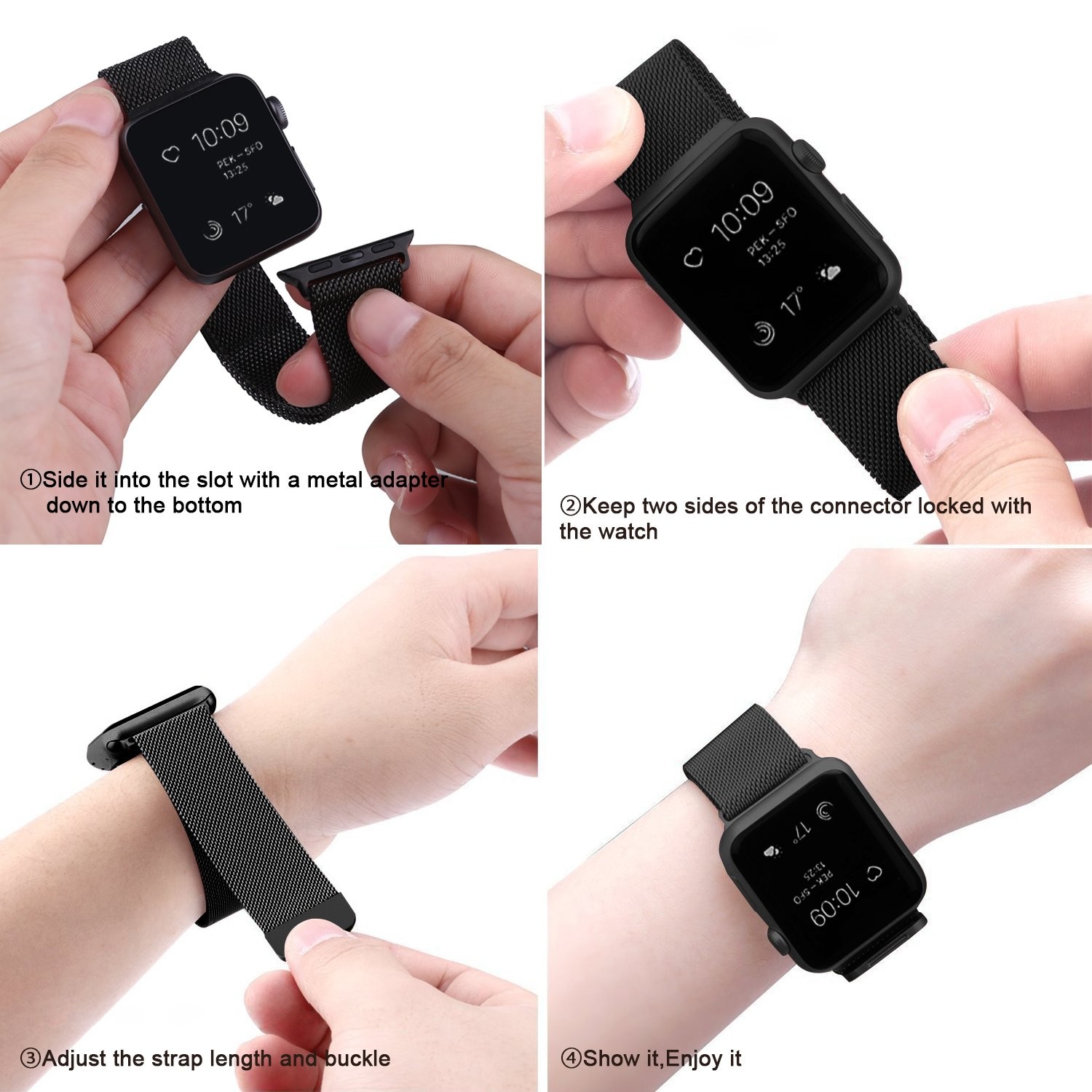 Apple Smartwatch Band , Stainless Steel Magnetic Mesh Smart Watch Wristband