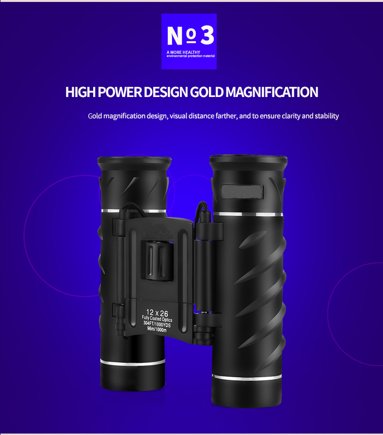 12X26 Day Night Vision Binoculars Opera Glasses Compact Folding Travel Mini Size