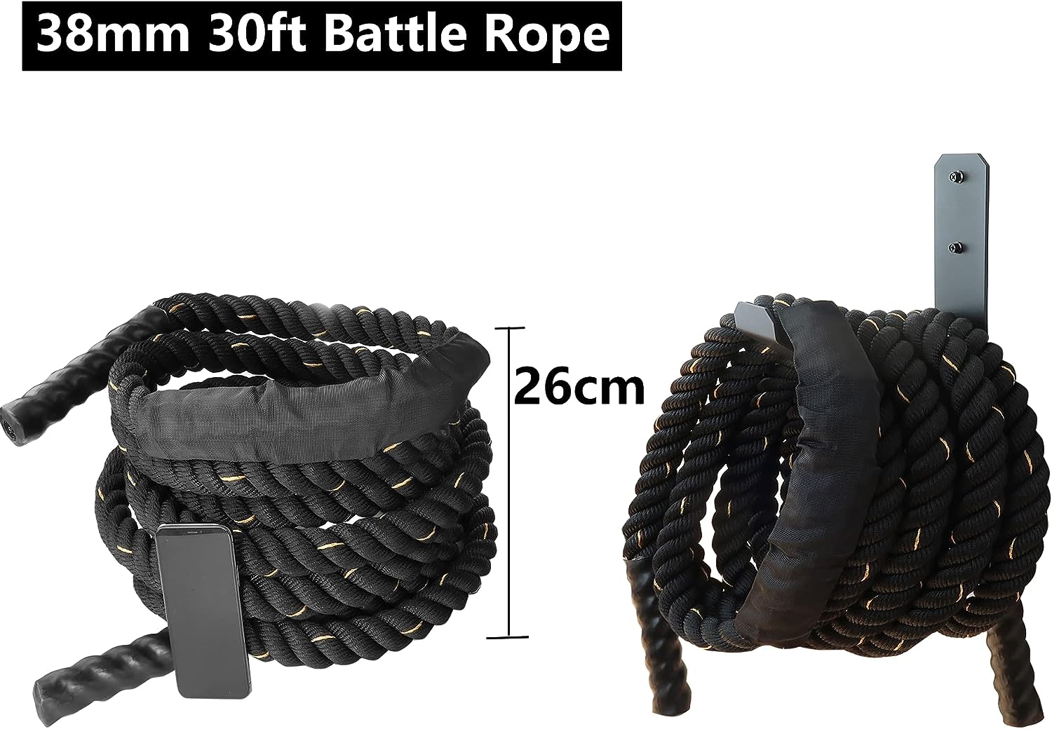 Wall Mounted Steel Battle Rope Holder for Exercise Rope Storage Home and Commercial Gym