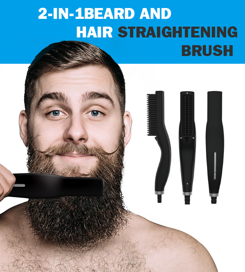 PTC Heating Tourmaline Ceramic Beard Straightener Brush