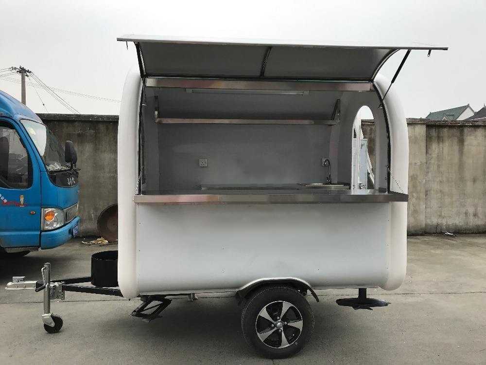 White Mobile Food Truck For Hot Dog Hamburger Ice Cream Food Van