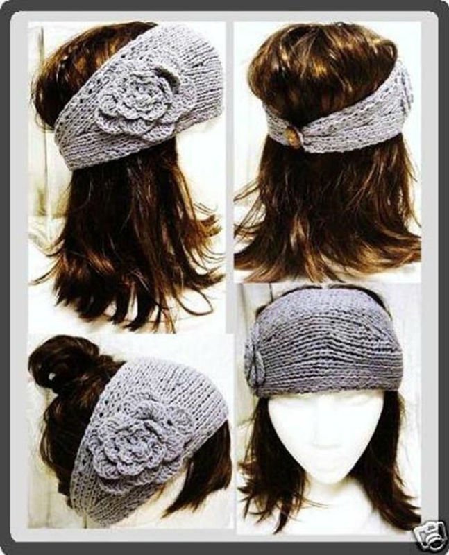 Women knitted headband with flower,crochet headband- Handmade tenia, Hair Accessories
