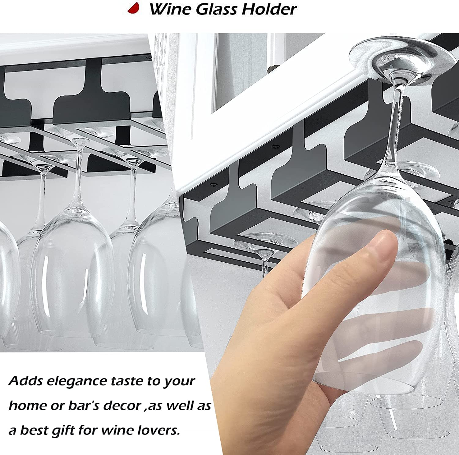 Efficiently Store Your Wine Glasses with Under Shelf Cabinet Steel 16.5 Inch Rack