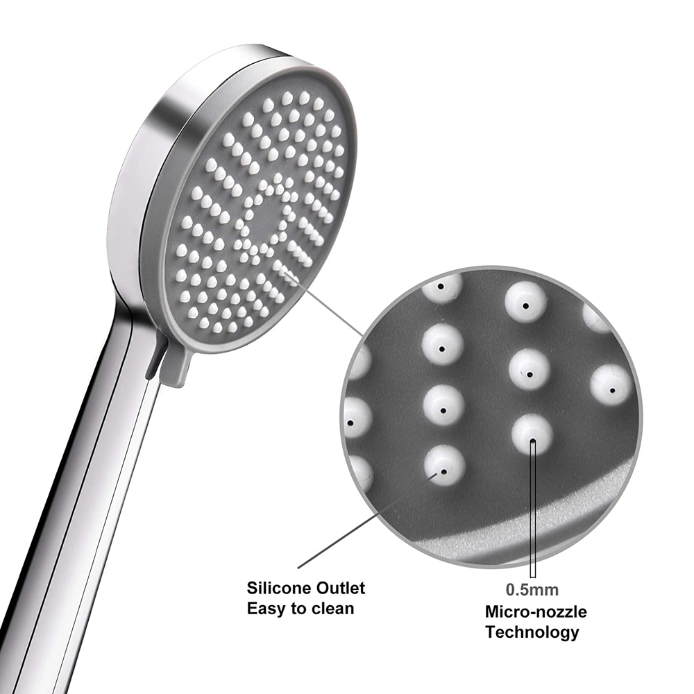 High Pressure ABS Double Boost Pressure Handheld ShowerHead With Hose Chrome Polished
