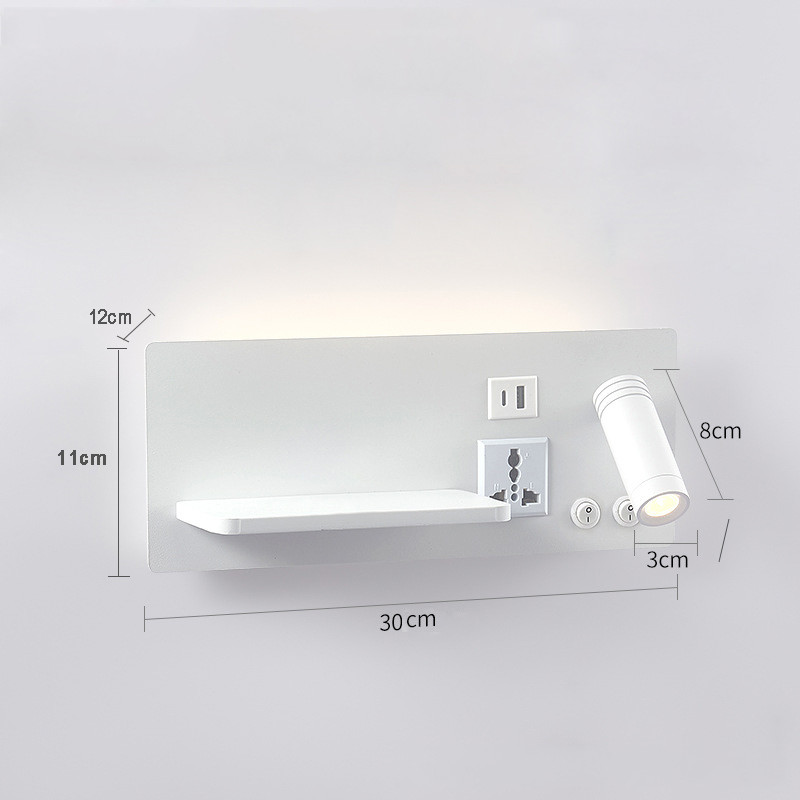 Multifunctional hotel villa apartment reading wall lamp USB Type-C wireless charger socket bedside light bedroom lamp
