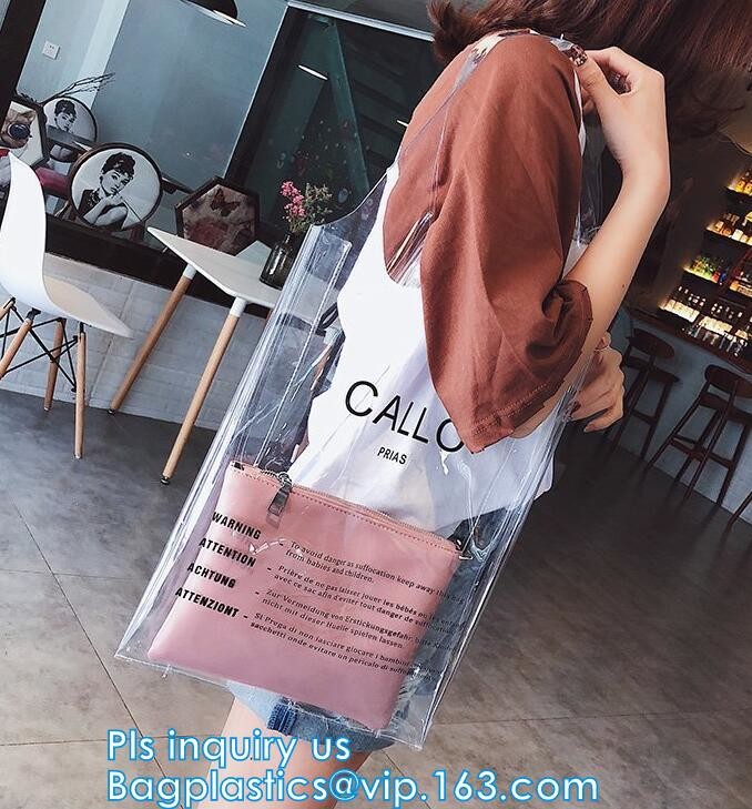 Custom Transparent Gift Pvc Tote Shopping Bag, reflective pvc shopping women's bag, shinny PVC harrods shopping bag, pac