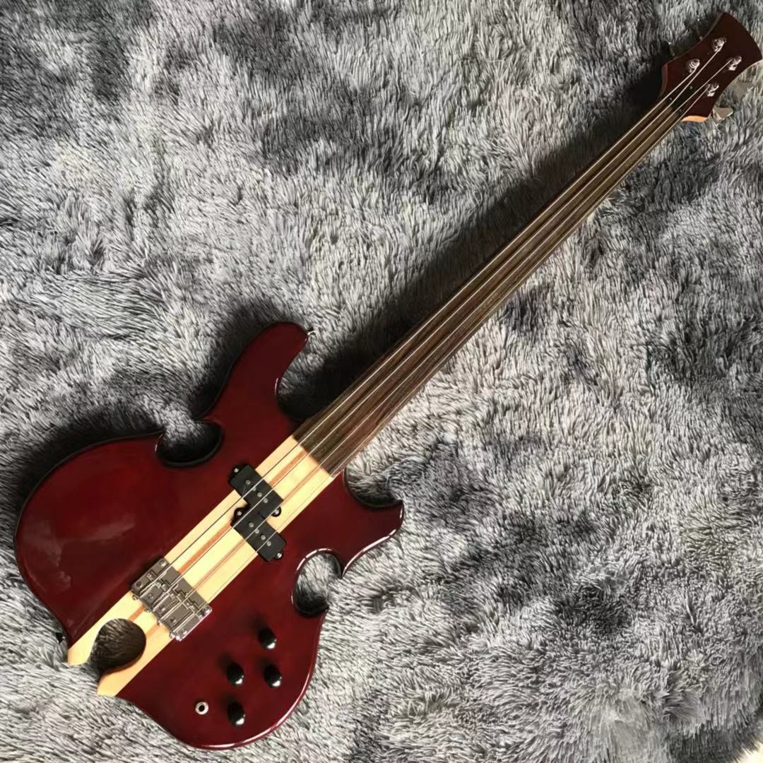 Custom Grand ALEM Mark King Deluxe Custom 4 Strings Neck Through Body Cut Bottom Heart Guitar Bass