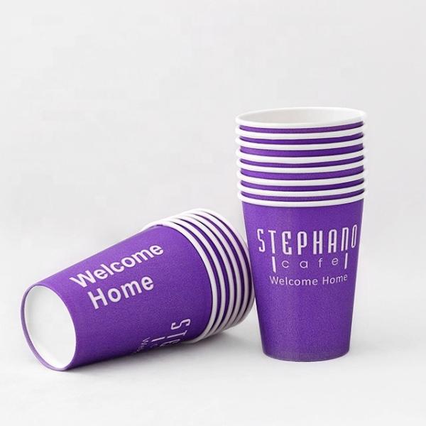 Quality Purple Plastic Free Single Wall Paper Cup 24oz 675ml Custom Paper Coffee Cups 90mm for sale