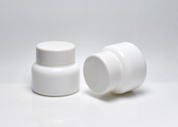 JG-TZ50, 50ml boston round opal white glass cosmetic jars, glass primary