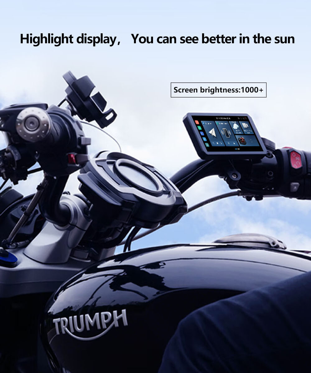 Portable 6.3 Inch Android Motorcycle GPS Navigation CarPlay Android Auto With DVR Supports Radio Function Wireless Motorcycles