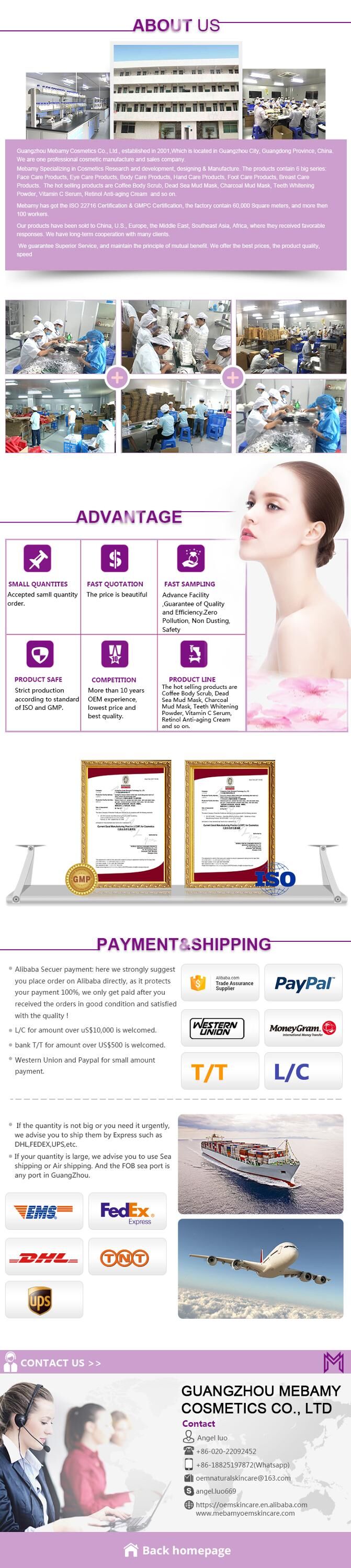 Private Label 60ml Organic Exfoliating AHA Whitening Serum