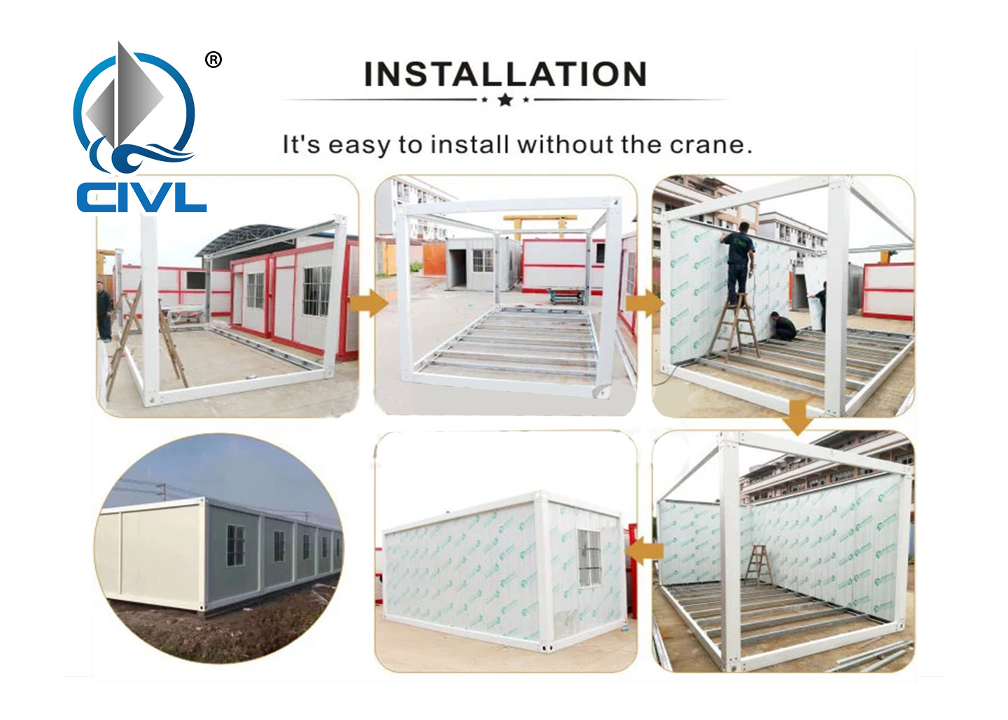 Extended Folded Modern Prefab Houses / Folding Steel Prefabricated House