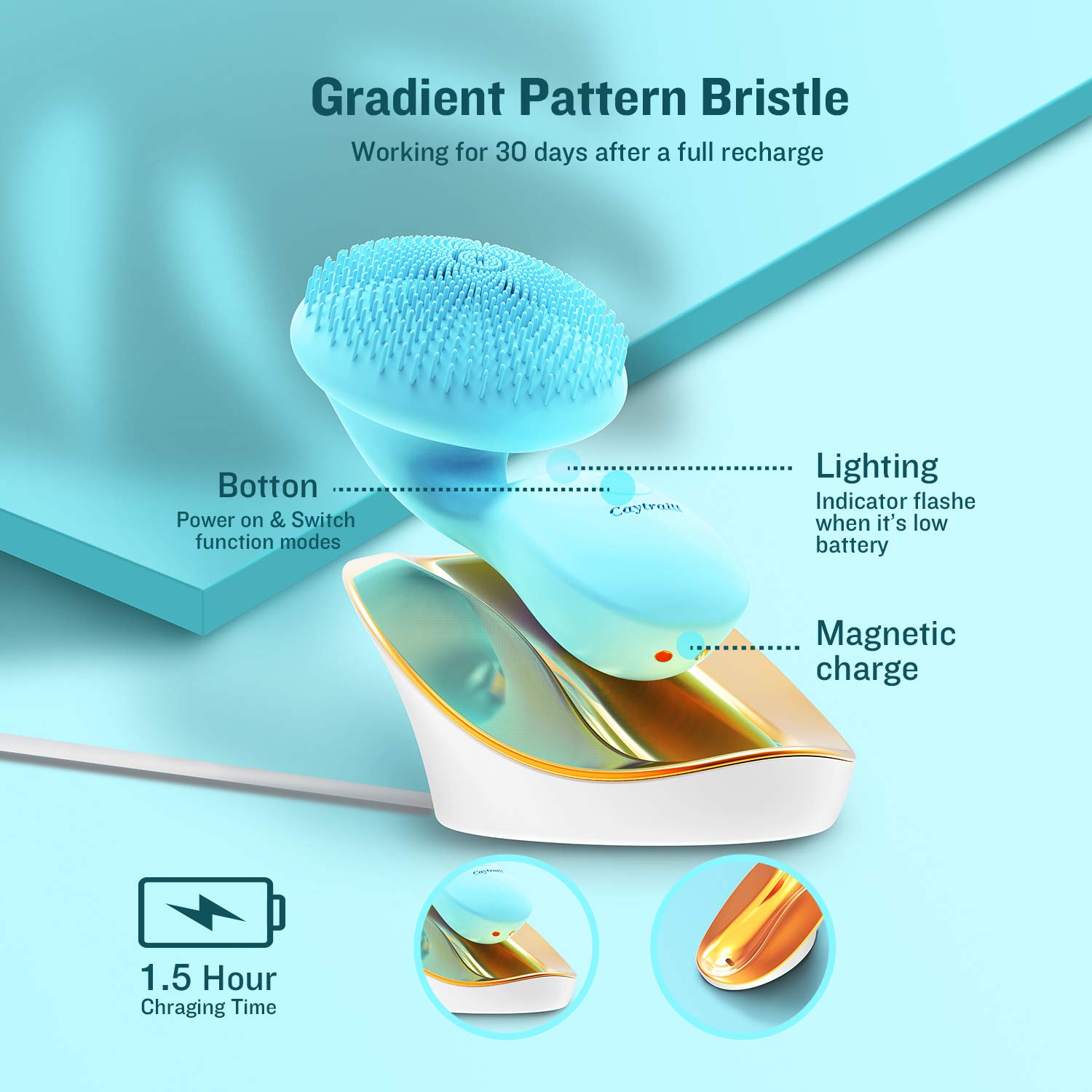 Electric silicone facial cleansing brush