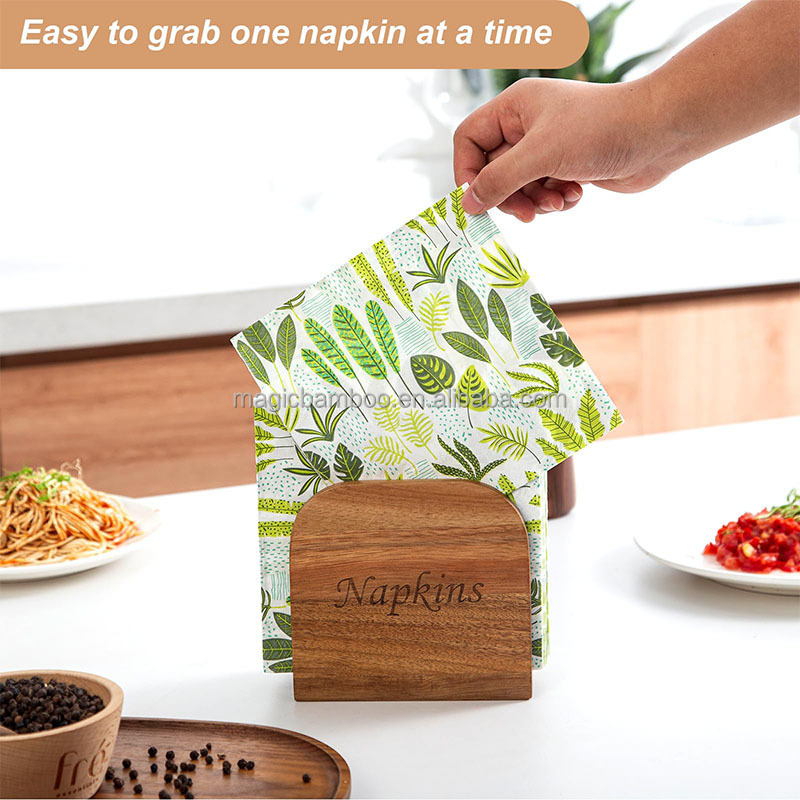Bamboo Napskin Holder For Table Upright Napkin Dispenser Perfect For Indoor And Outdoor