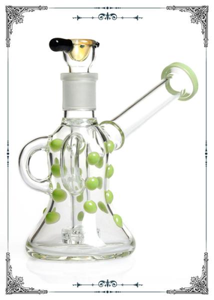 PHOENIX STAR 5MM Glass Water Bubbler 6.2 Inches With Dots Art On Glass